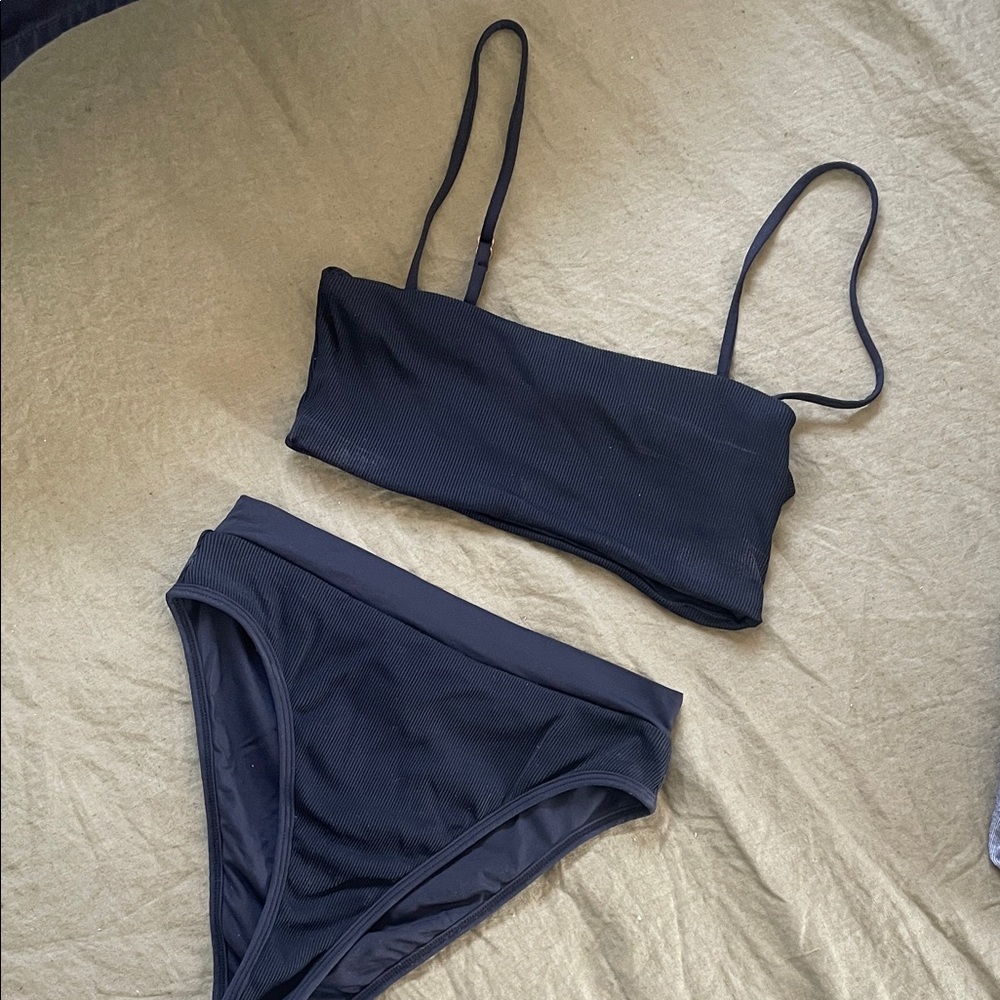 L*Space Black Bikini Set black ribbed